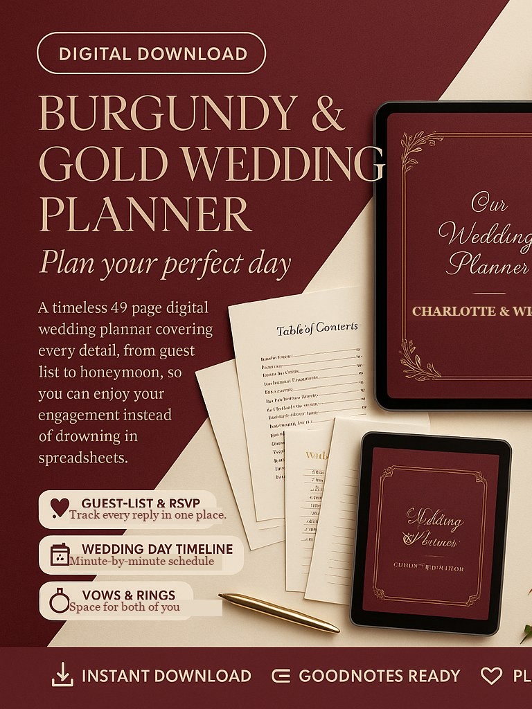 Burgundy & Gold Wedding Planner