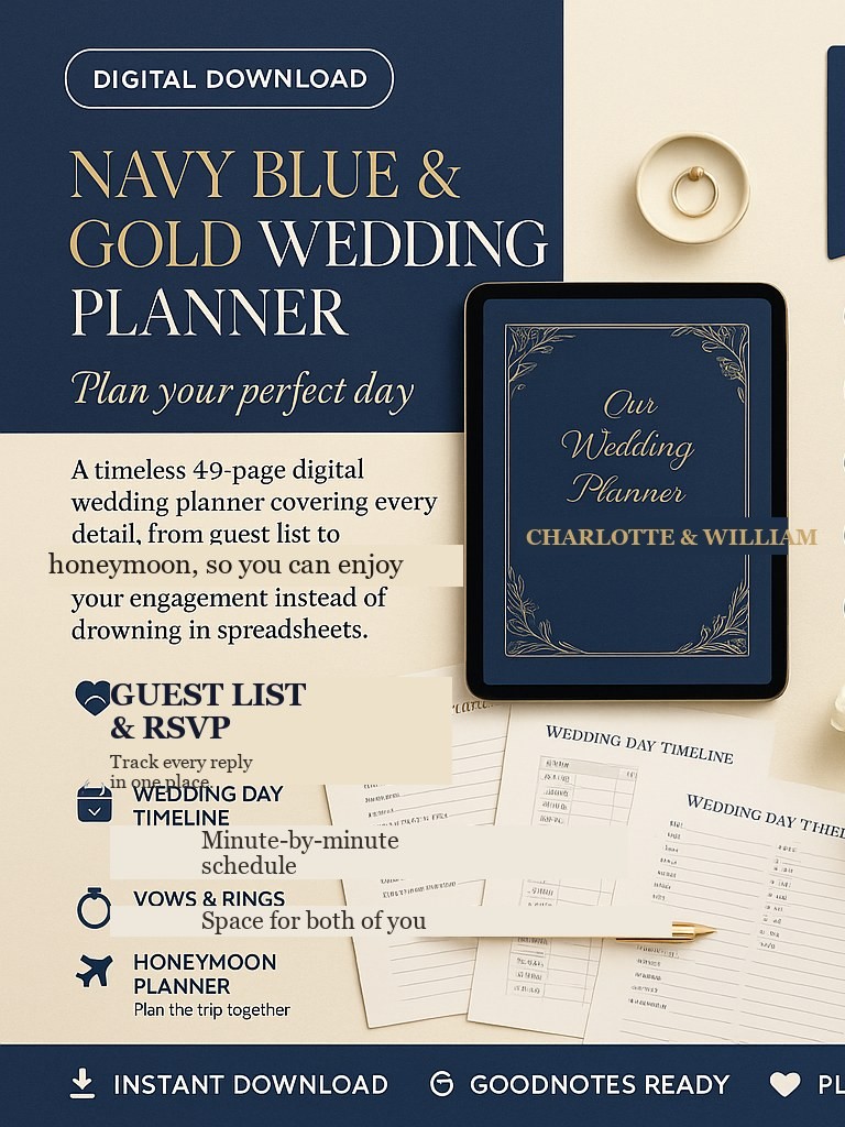 Navy Blue & Gold Wedding Planner